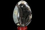 Septarian Dragon Egg Geode - Black Crystals #89582-1